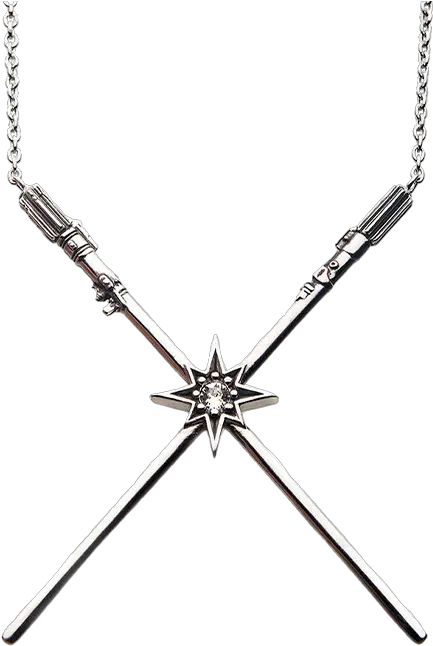 Luke Skywalker U0026 Darth Vader Crossed Lightsaber Necklace By Rocklove Solid Png Lightsaber Transparent