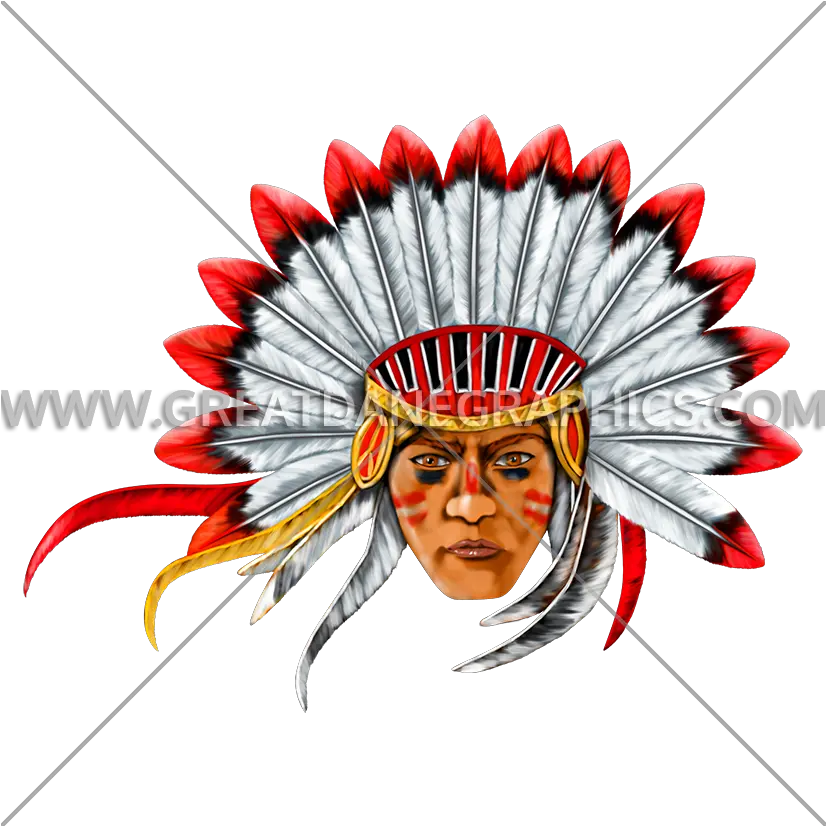 Indian Chief Head Production Ready Artwork For T Shirt Sticker Png Indian Headdress Png