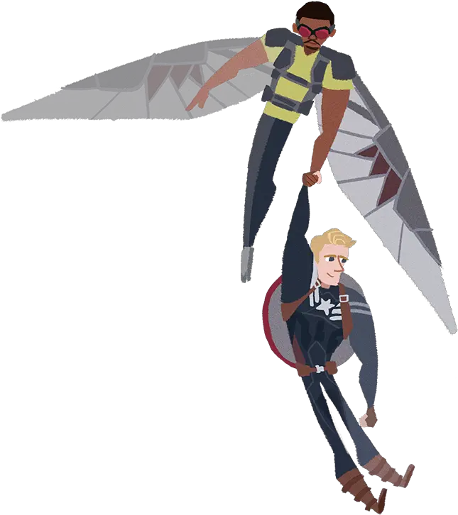 Image Sam Wilson Flying And Holding Steve Rogers Up By One Superhero Png Steve Transparent