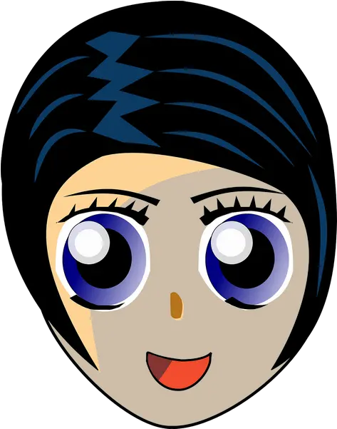 Girl Face Head Black Hair Transparent Png Images U2013 Free Black Hair Blue Eyes Cartoon Girl Face Png