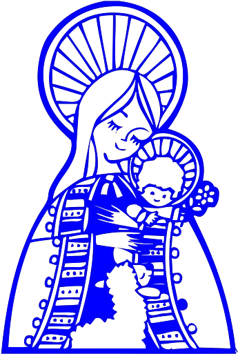Cute Virgin Mary With Baby Jesus Symbol In Blue Puzzle Mother Mary Symbol Png Mary And Baby Jesus Icon