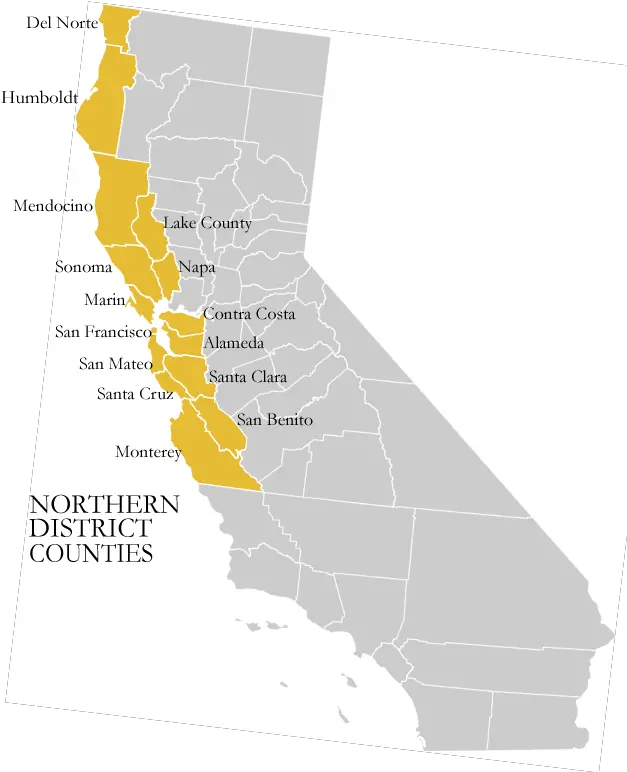 Jurisdiction Map United States District Court Northern Poster Png United States Map Transparent