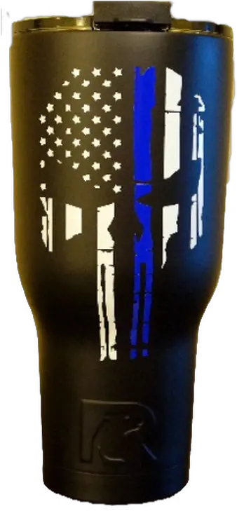 Thin Blue Line Punisher Skull Tumbler Custom Dunn Designs Blue Lives Matter Flag Background Png Punisher Skull Png