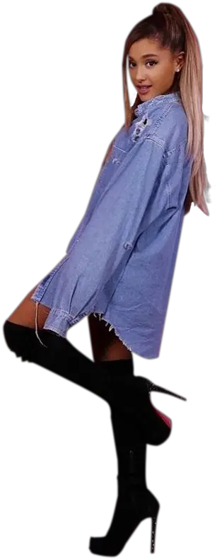 Ariana Grande In Blue Pullover And Png Transparent Ariana Grande Ariana Grande Transparent Background