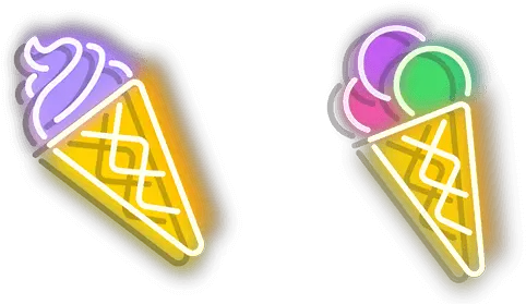 Purplish Yellow And Colourful Ice Cream Neon Cursor U2013 Custom Transparent Ice Cream Neon Png Neon Triangle Png