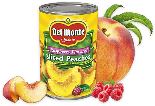 Sliced Yellow Cling Peaches In Raspberry Flavored Light Del Monte Yellow Cling Peach Halves Png Peaches Png