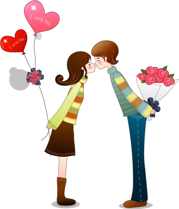 Love Falling In Intimate Relationship Flower For Happy Valentines Day Cartoon Png Kiss Transparent