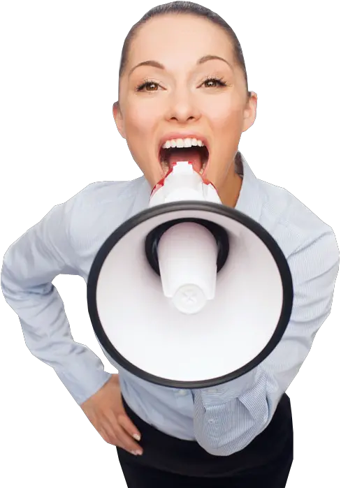 Business Woman Yelling With A Loudspeaker Free Stock Woman With Megaphone Png Toaster Transparent Background