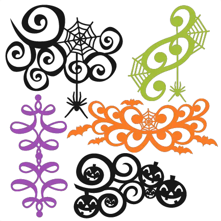 Halloween Flourish Set Svg Scrapbook Title Cutting Files Halloween Flourish Svg Png Flourish Png