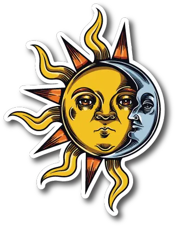 Occult Sun Moon Vinyl Sticker Adesivos Stickers Sol E Lua Clip Art Png Marijuana Transparent