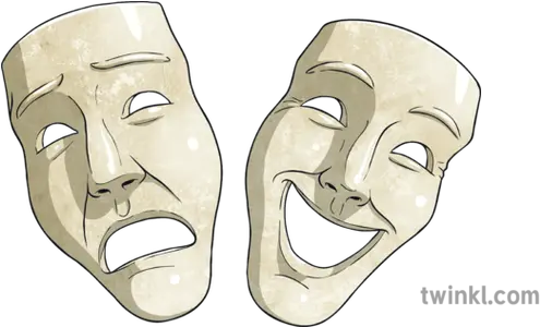 Greek Comedy Tragedy Masks Theatre Ancient Greece Ks2 Greek Comedy And Tragedy Masks Png Drama Masks Png