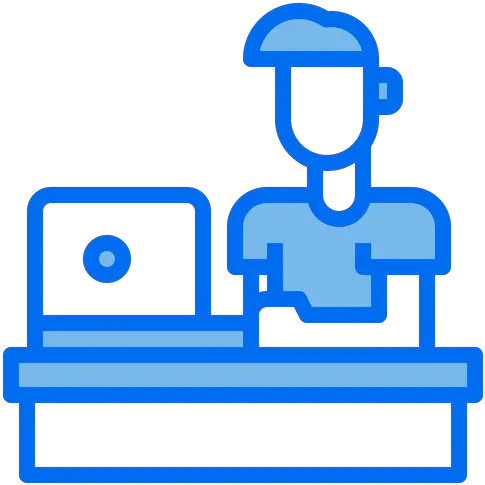 On Laptop Icon Of Colored Outline Style Horizontal Png Work Icon Blue