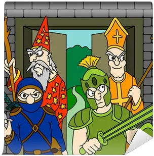 Wall Mural Dungeon Crawl Rpg Party Warrior Ninja Wizard Fictional Character Png Rpg Warrior Icon