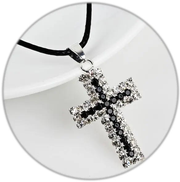 Rhinestone Cross Pendant Necklace Png