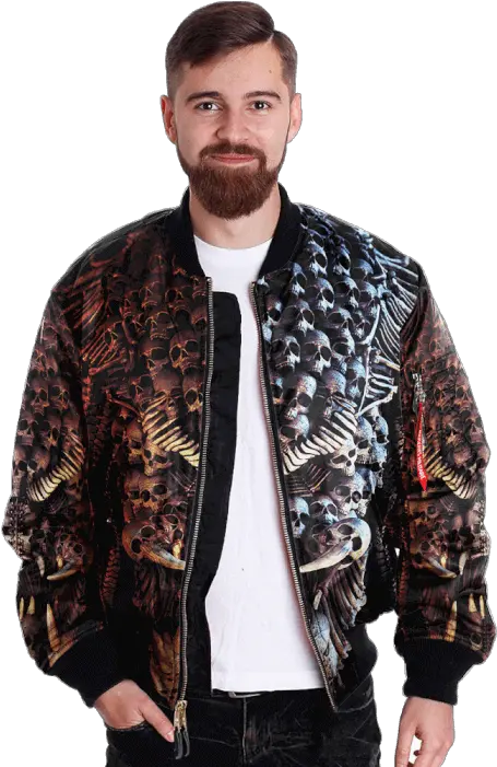 Creepy Man Png Com The Predator Creepy Face Skulls Over Jacket Bomber Jacket Template Png