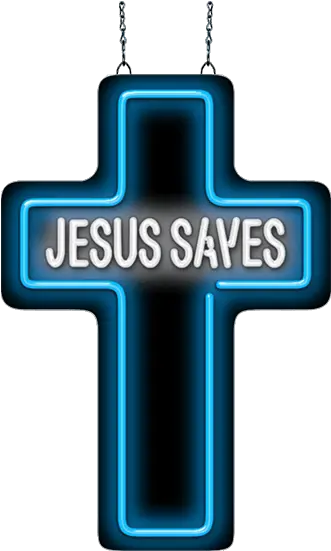 Cross With Jesus Saves Neon Sign Cross Png Jesus On Cross Png
