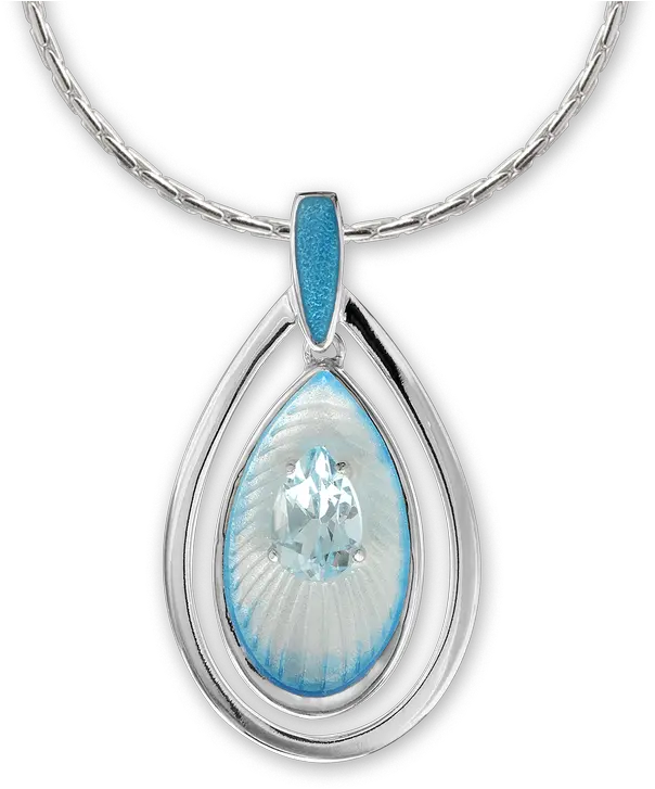 Sterling Silver Teardrop Necklace Blue Blue Topaz Locket Png Teardrop Transparent Background