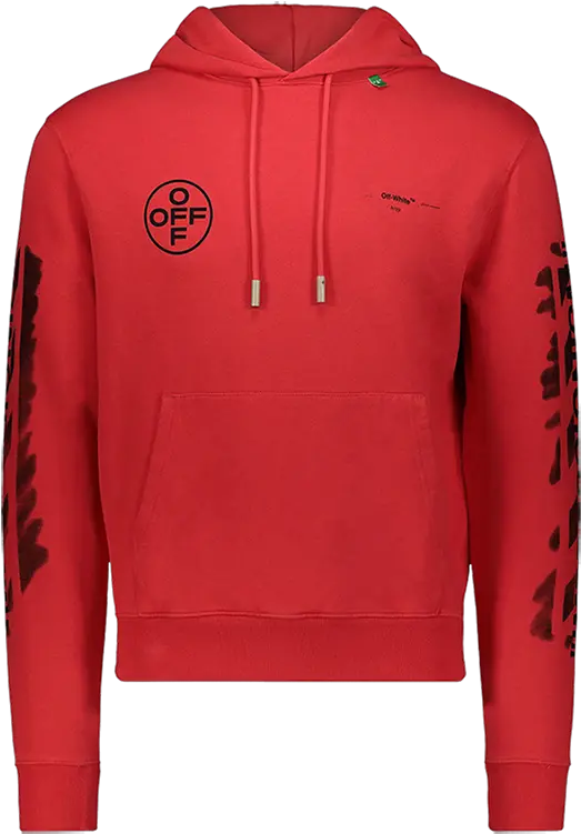 Off White Impressionism Red Logo Hoodie Png Off White Logo Png