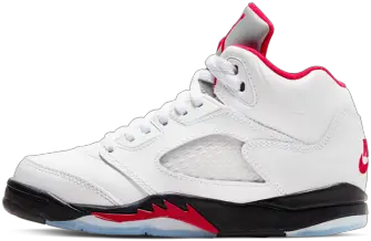 Air Jordan 5 Retro Ps Fire Red Jordan 5 Red And White Png Air Jordan Png