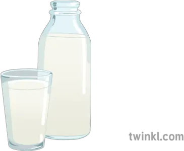 Milk Bottle Glass Illustration Milk Twinkl Png Milk Glass Png