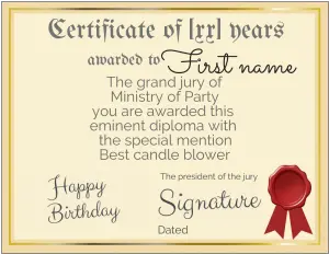 Birthday Certificate Free Template Greetingsdiscount 20 Years Birthday Certificate Png Birthday Blower Png png