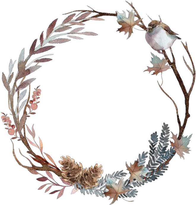Wreath Bird2 Flower Circle Png For Christmas Watercolor Circle Png