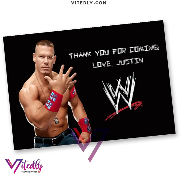 Wwe Birthday Invitation With Free Thank You Card Party City Custom Wwe Invitations Size Birthday Party Supplies Png Wwe Icon