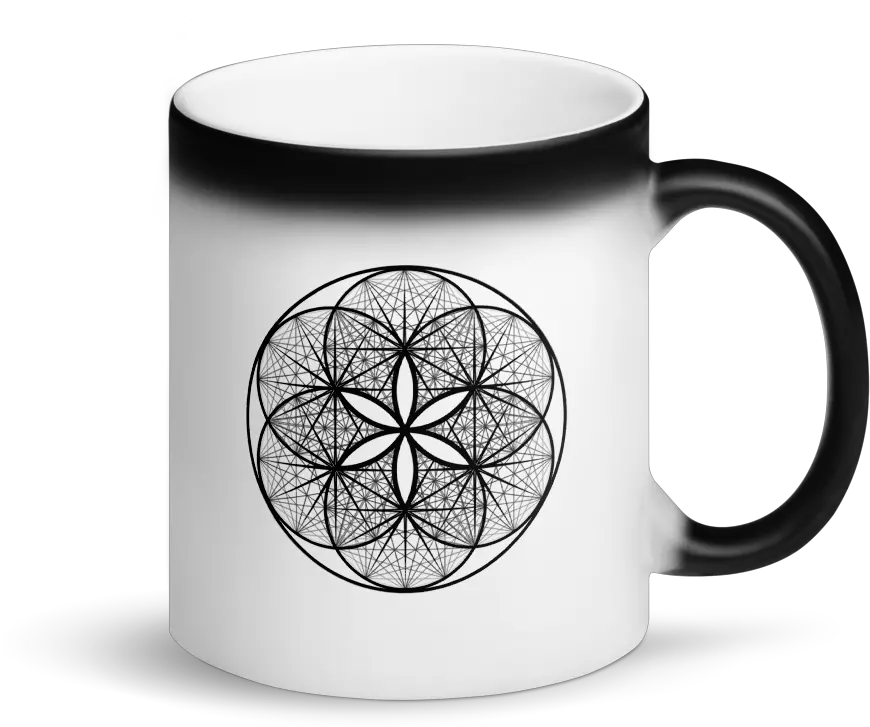 Magic Mug Musical Seed Of Life Color Changing White When Hot Black When Cold Coffee Mug Pug Png Seed Of Life Png