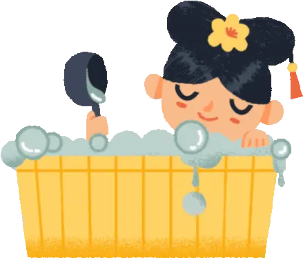 Busy Princess Is Enjoying A Traditional Chinese Bath Sticker Happy Png Bath Time Icon