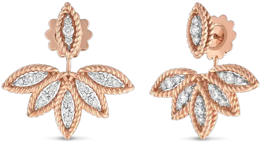 Diamond Stud Earrings With Fan Jacket U0026ndash 18k Rose Gold Earring Roberto Coin Png Diamond Earrings Png
