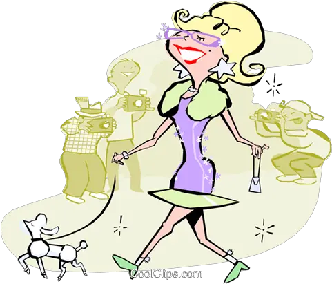 Woman Walking Dog With Paparazzi Royalty Free Vector Clip Illustration Png Paparazzi Png