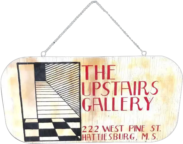 1960s Wooden Upstairs Gallery Hanging Sign Wood Png Hanging Wooden Sign Png