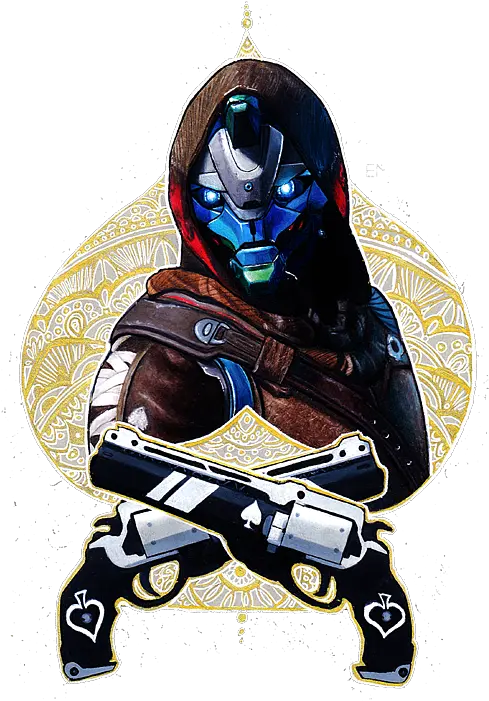 Ace Of Spades Destiny Hunter Shower Curtain Destiny 2 Cayde 6 Drawing Png Ace Of Spades Png