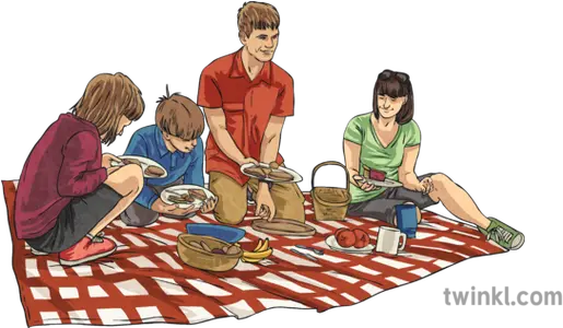 Family Picnic People Children Parents Food Eating Activity Famliy Having Food Illustratiin Png People Eating Png