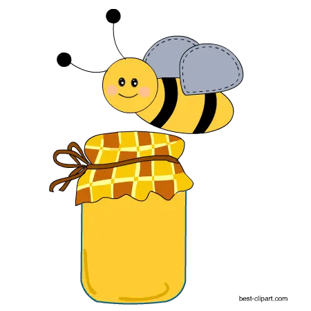 Free Bee With Honey Jar Clipart Clip Art Png Honey Jar Png