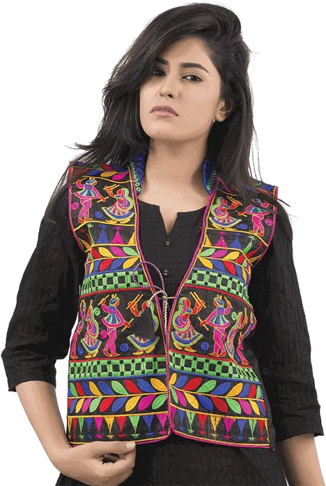 Attractive Black Garba Shrug With Kutchi Work From Banjara Girl Png Shrug Png