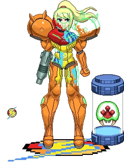 Samus Aran And Metroid Drawn By Mark Cartoon Png Samus Aran Png