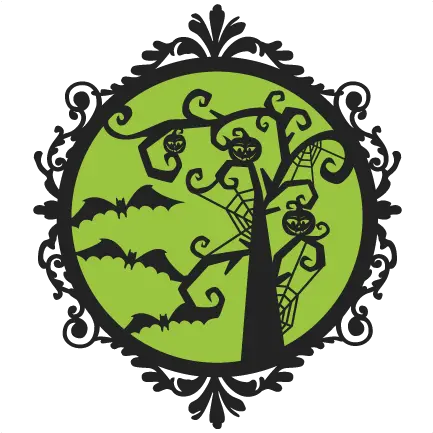Halloween Tree Frame Svg Scrapbook Cut File Cute Clipart Silhouette Halloween Svg Free Png Halloween Tree Png png