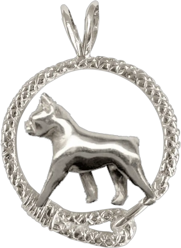 Boston Terrier In Solid Sterling Silver Leash Pendant Solid Png Boston Terrier Png