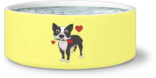 Cute Ceramic Boston Terrier In Love Bowl Collar Png Boston Terrier Png