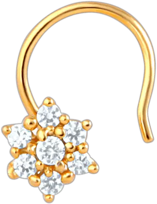 Gold Plated Daisy Bloom Nose Rings Cubic Zirconia Png Nose Ring Png