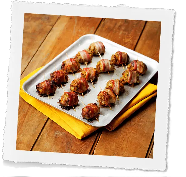 Apricot Pork And Chestnut Stuffing In Bacon Wraps Crazy Jack Pakora Png Stuffing Png