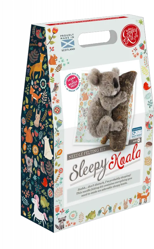 Sleepy Koala Needle Felting Kit By The Crafty Company Needle Felted Blue Tit Kit Png Koala Transparent