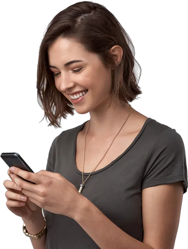 Young Woman Using The Latest Smartphone Woman Using Phone Png Smartphone Png