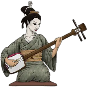 Japanese Musician Playing The Shamisen Transparent Png Shamisen Traditional Japanese Instruments Musician Png