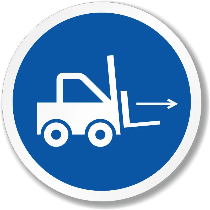 Iso Forklift Point Sign With Right Arrow Forklift Labels Png Side Profile Icon