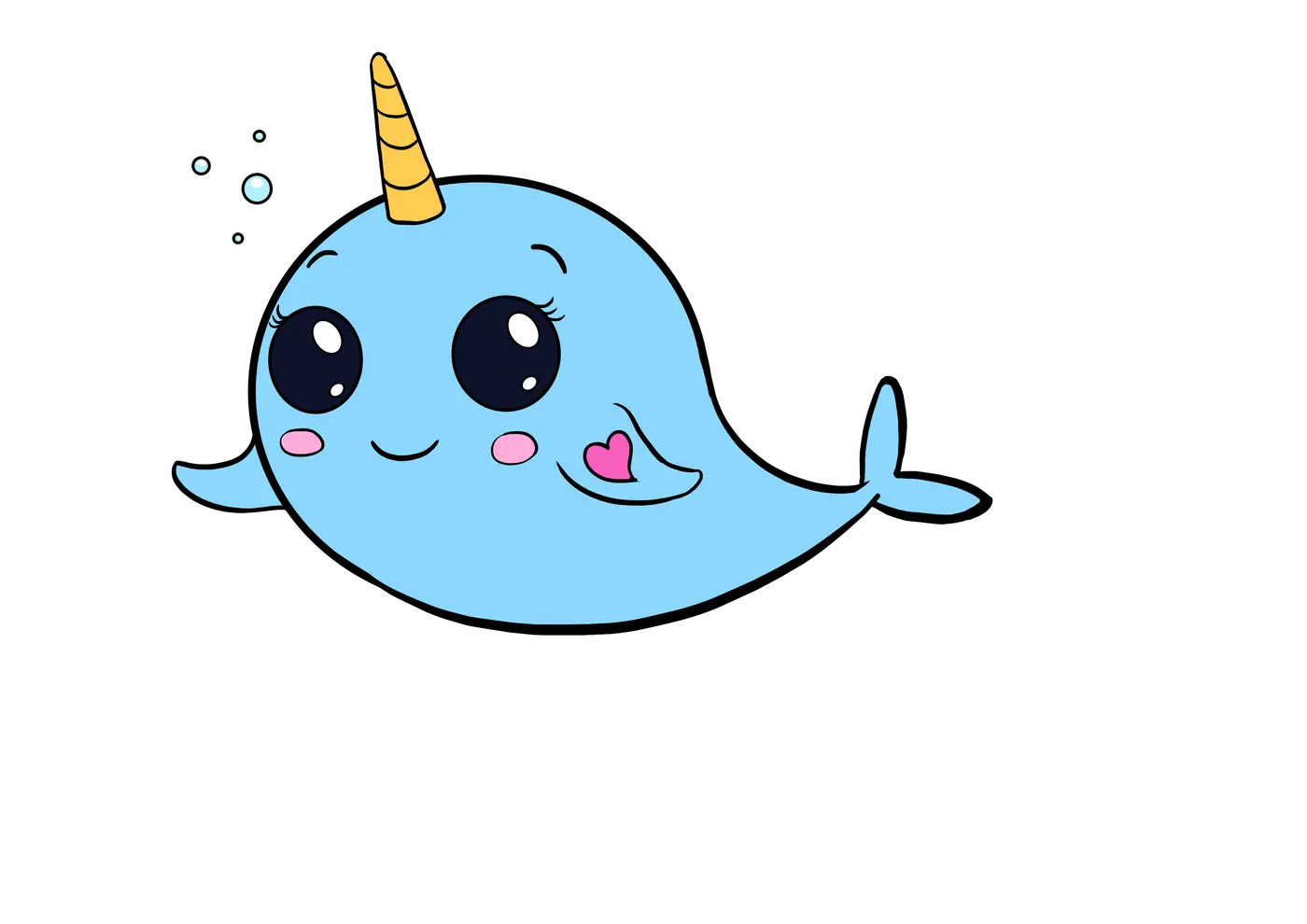 Dolphin Clipart Png How To Draw Cute Narwhal Draw A Cute Easy Cute Narwhal Drawing Dolphin Clipart Png