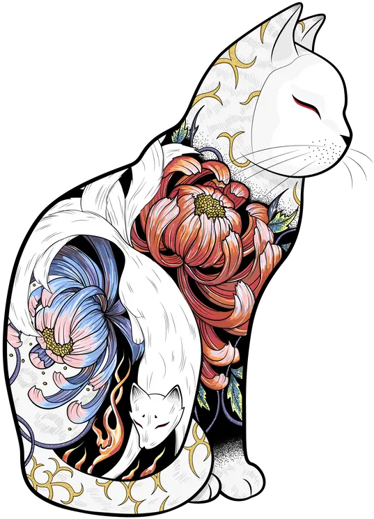 Pin Kitsune Cat Png Japanese Tattoo Png