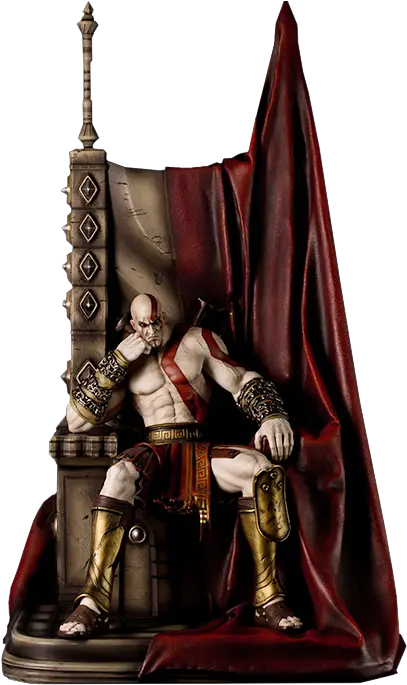 God Of War Kratos On Throne Statue Png Kratos Transparent