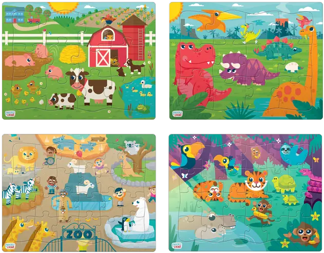 4 Pack Tray Jigsaw Puzzles 36 And 48 Piece Puzzles Chuckle And Roar Tray Puzzles Png Skills Tray Icon Colors